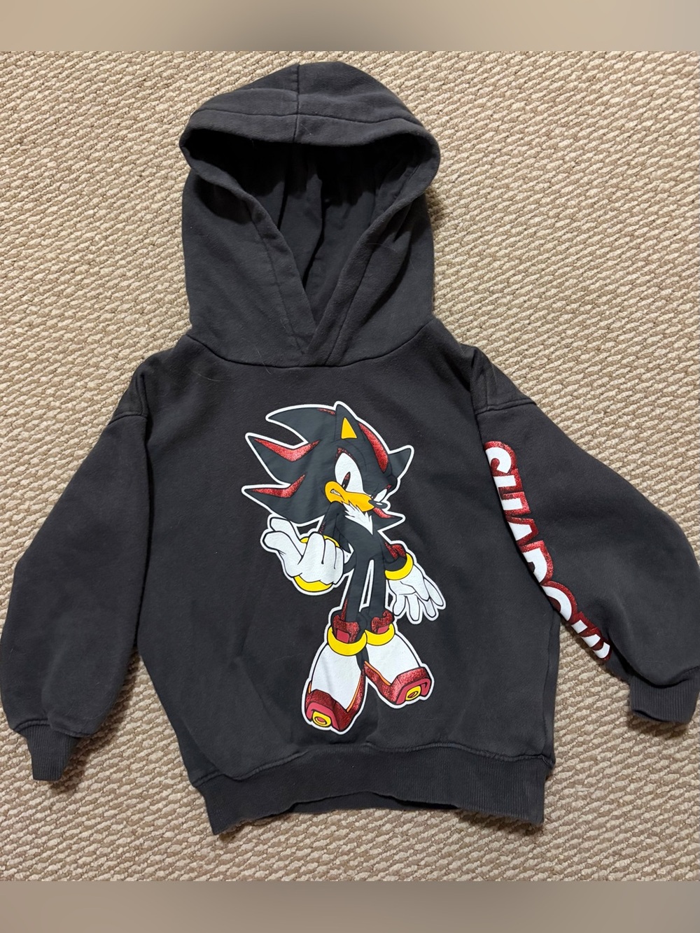 Kids H&M Black Hoodie with Shadow the Hedgehog Graphic size 2-4 years